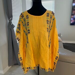 Ryan michael linen embroidered blouse M